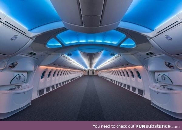 What the inside of an empty Boeing 787 looks like