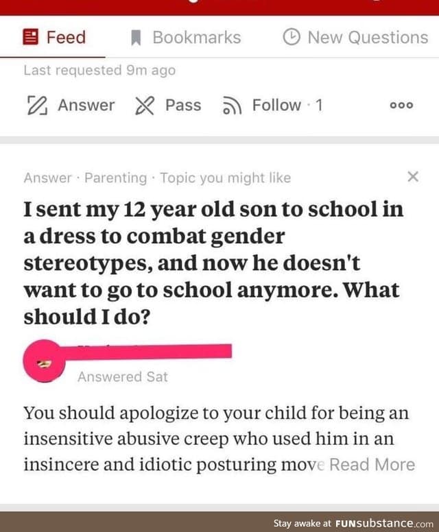 Sent his son to school in a dress to combat gender stereotypes