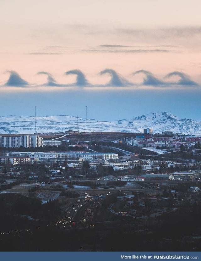 Amazing cloud formation over Reykjavik, Iceland