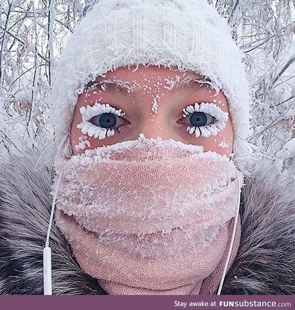 Frozen eye lashes