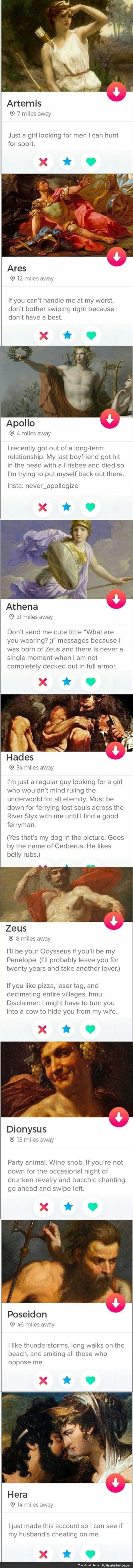 Greeks Gods join tinder