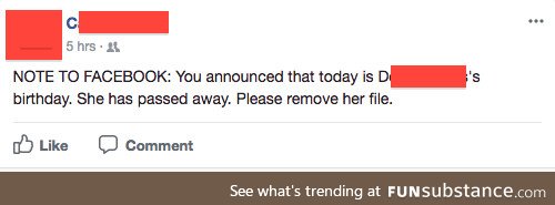 Grandma writes to Facebook to remove the file of her friend who has passed away