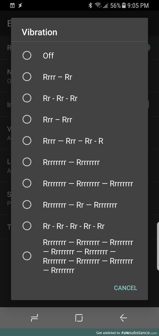 The way this calendar program allows you to choose your vibration pattern