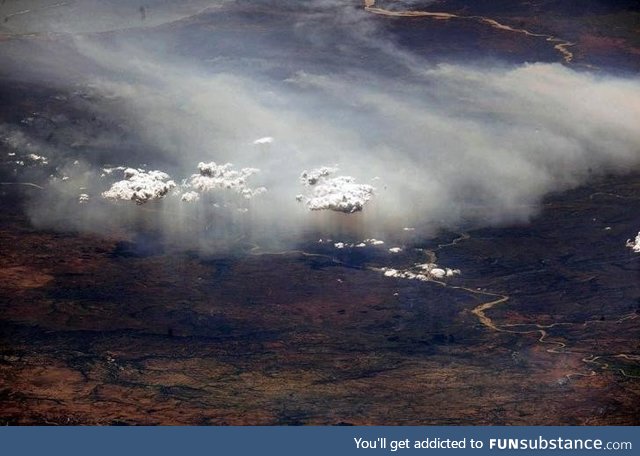 Rain over Madagascar, photo taken from the ISS