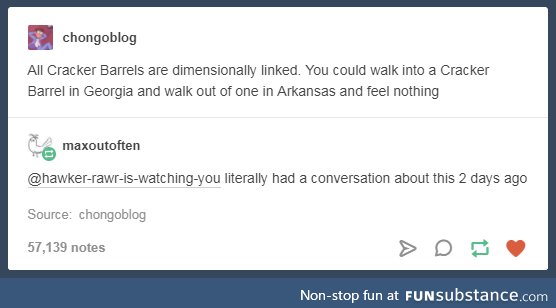 I've only ever actually been to Cracker Barrel twice before.