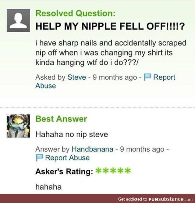 Nipple fell off