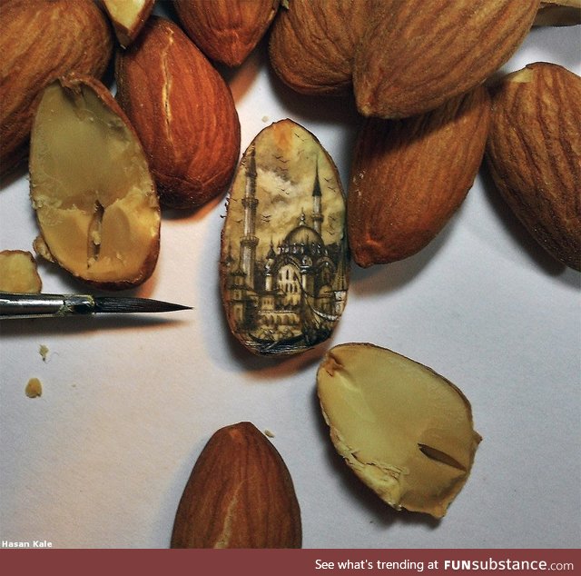 Painting on an almond