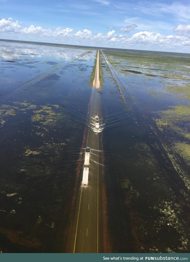 Road Trains trucking through Western Australia.. Or are they boating?