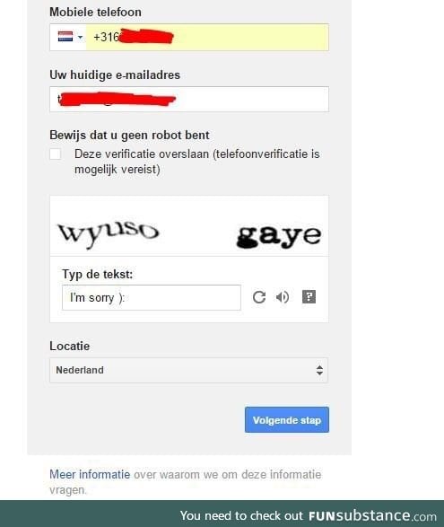 Captcha when making a gmail account ):