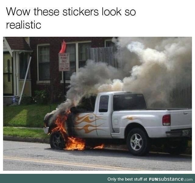 Realistic flame stickers