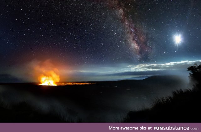 The Milky Way over Kilauea Volcano, Hawaii