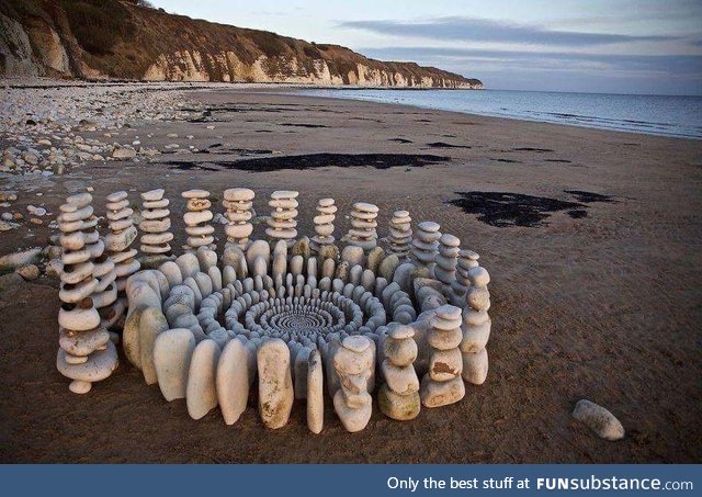 Stone mandala at Danes Dike, Yorkshire, England