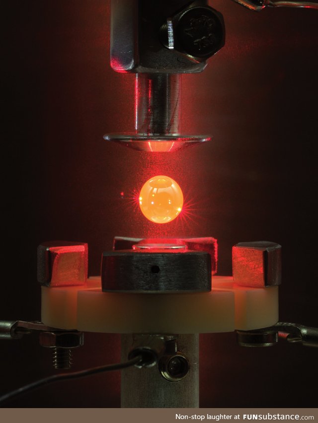 Electrostatically levitated molten metal droplet in a laser furnace