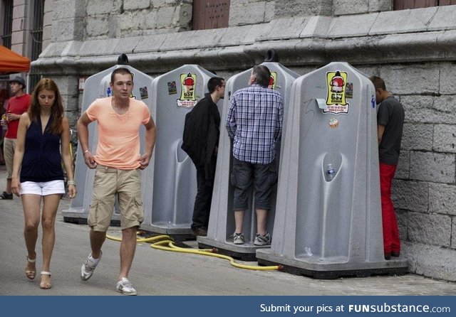 Behold: Public bathroom stalls in Europe. No doors so no gaps between the doors!