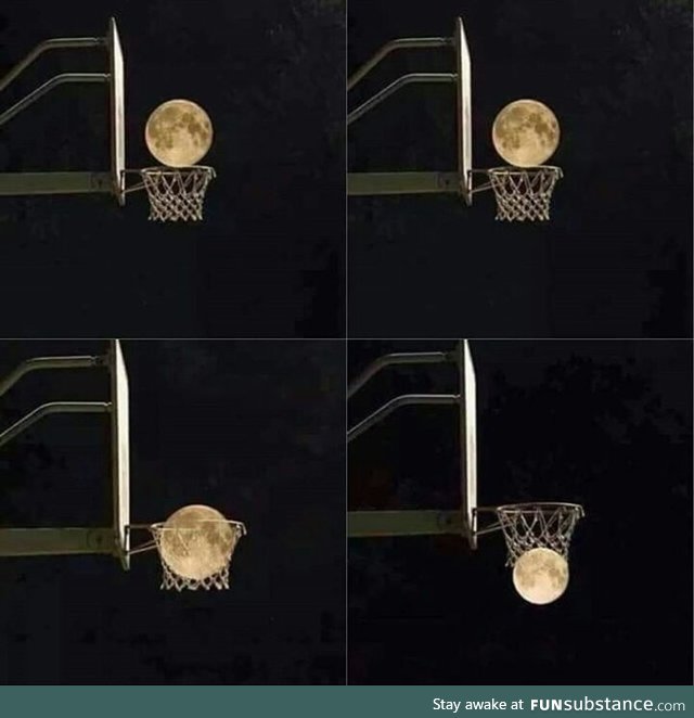 Perfecto : Moon was captured on basketball court