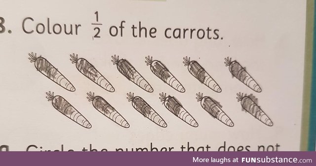 Color half the carrots