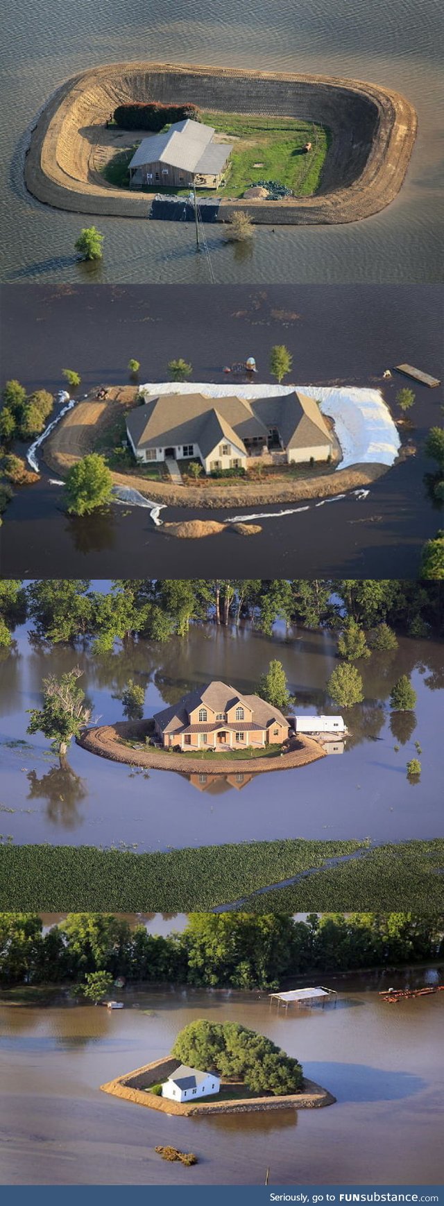 Homemade levees during flooding