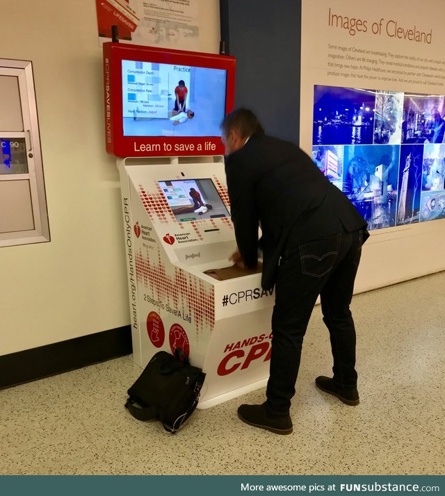 At Cleveland airport, you can practice CPR while waiting on your flight