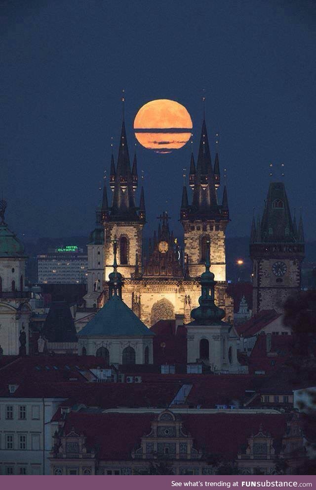 Full moon above Prague