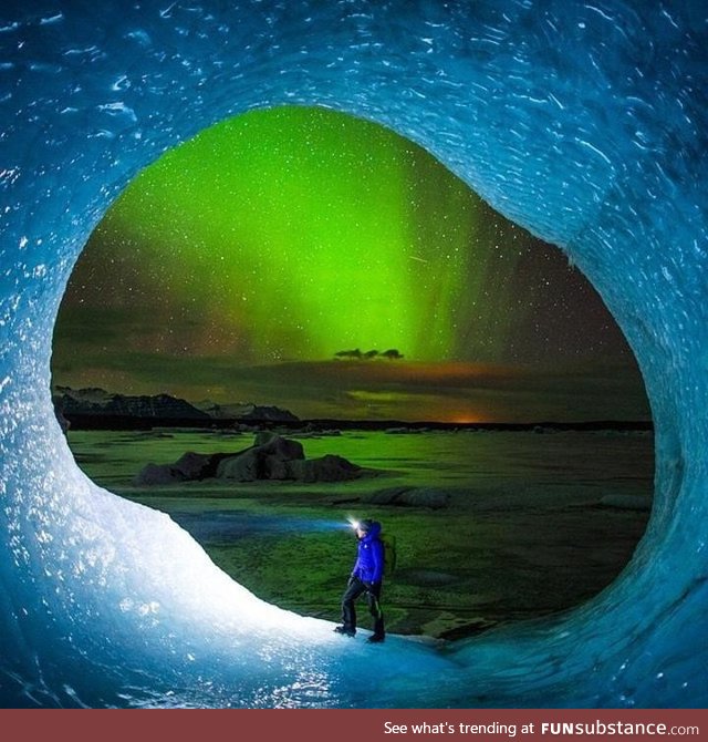 Inside a cave in Iceland