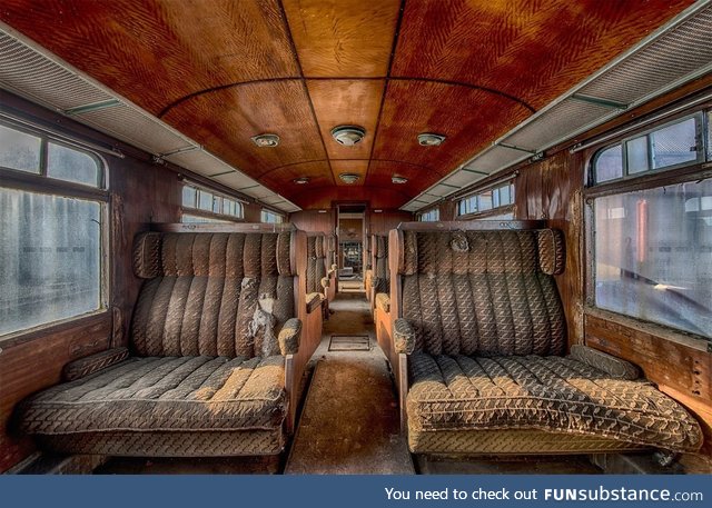 Abandoned, former luxury train car