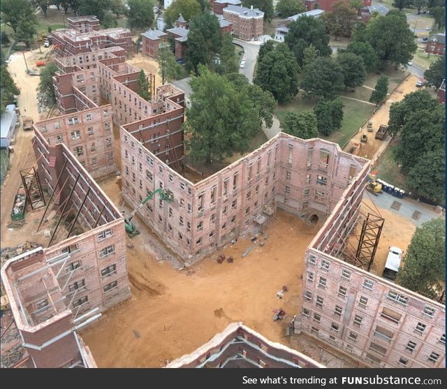 An old building in the process of renovation with the interior fully removed