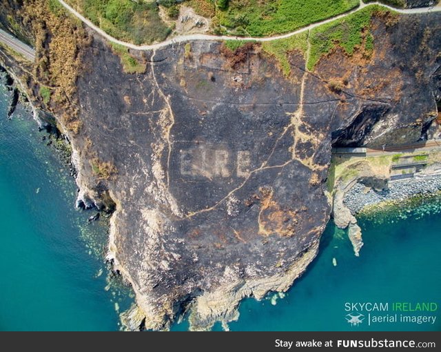 Recent fire in Ireland makes WWII "Eire" sign visible from the air once more