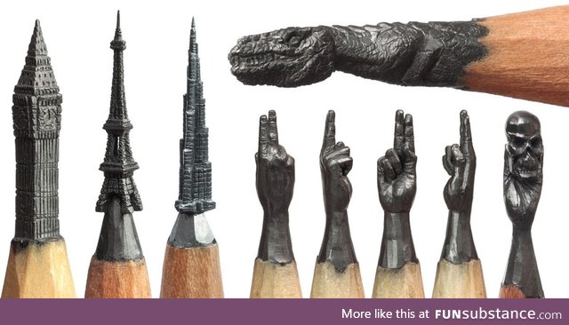 There is an artist who carves his sculptures out of the graphite within pencils!