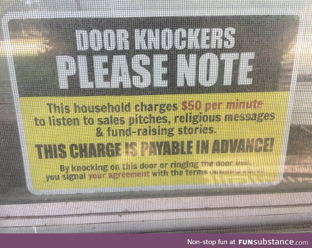 One way to keep those pesky Jehovahs Witnesses away