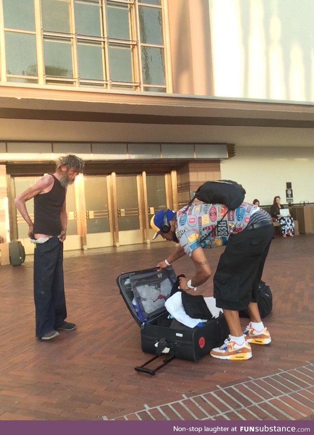 This good man give his own clothes to someone who needed them (LA Union Station)