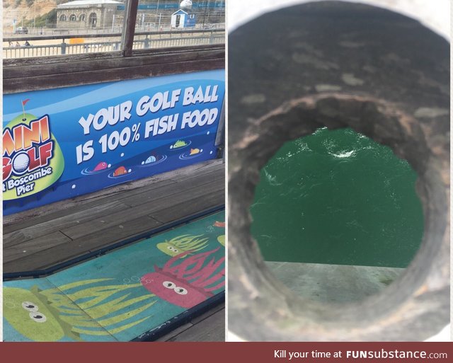 golfsball's made out of fish food (it falls into the sea at the 18th hole)