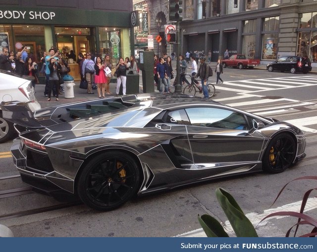 Black chrome Lamborghini Aventador