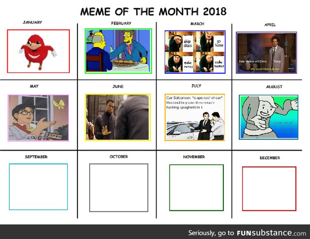 This is my meme calendar so far