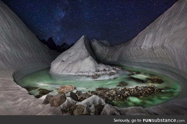 A drone was used to find this hidden glacial pool in the Himalayas