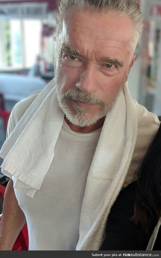 Arnold Schwartznegger at 71 looks badass, also a bit like a Witcher