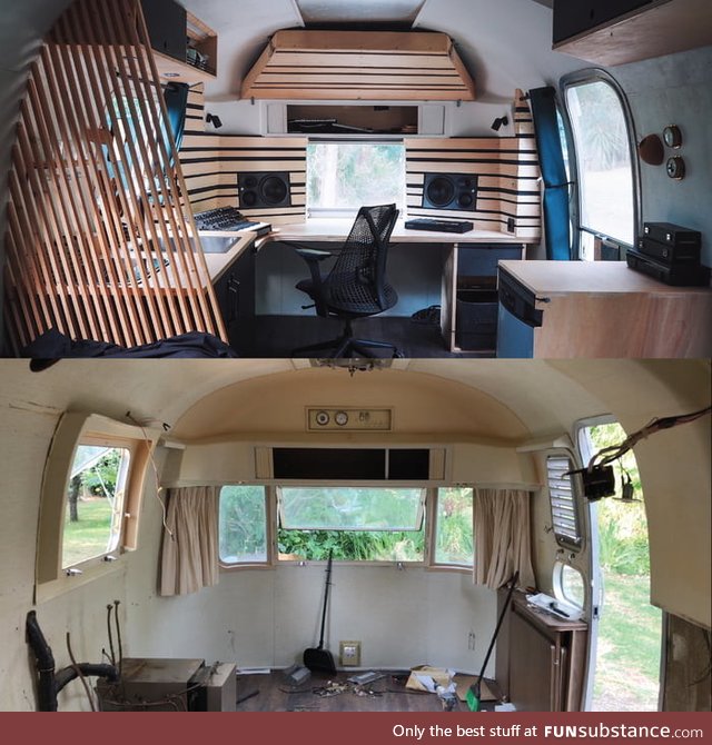 Music studio made from an old Airstream trailer