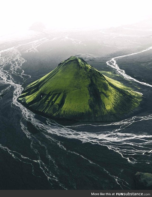 Green volcano in Iceland