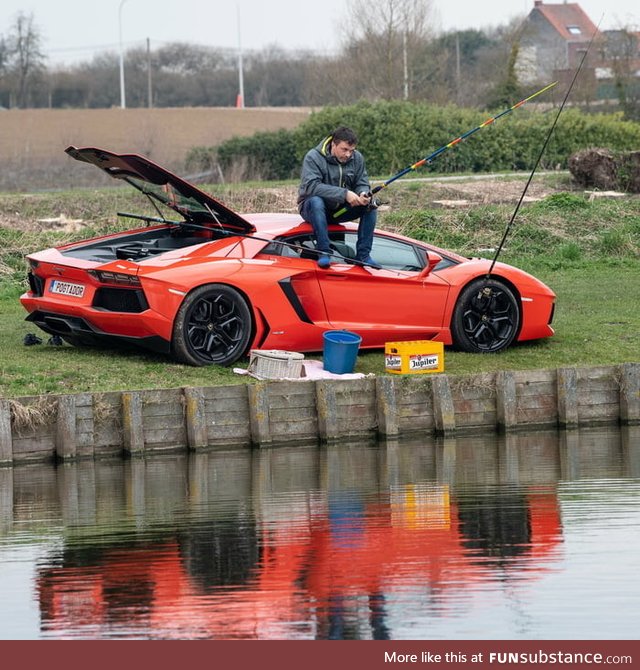 Just a normal belgian fishing on his lambo