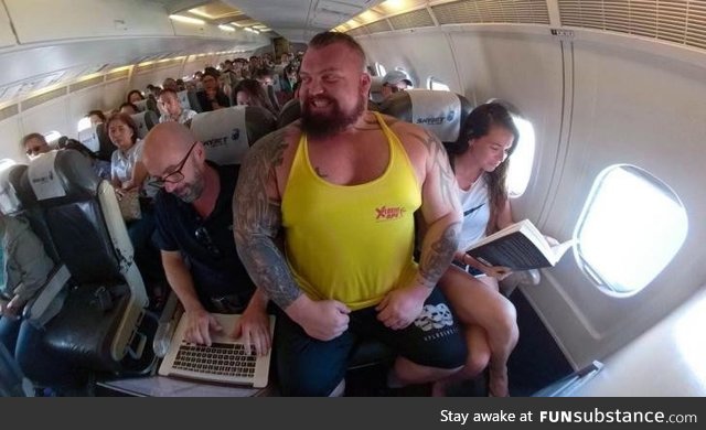 When strongman competitor, eddie hall, flies