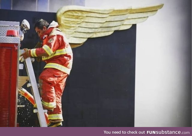 Photo of a fireman taken during the fire in Do&ntilde;Ana , Spain.
Not all heroes wear