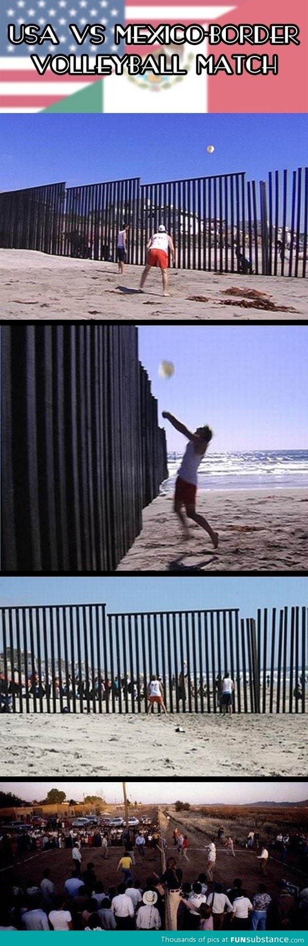 Volleyball match on the border