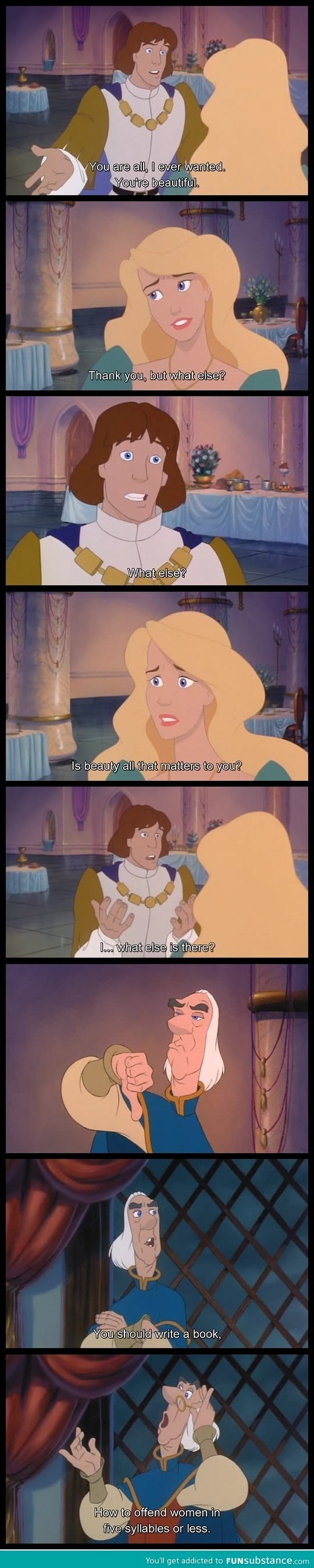 From the swan princess, how not to talk to women