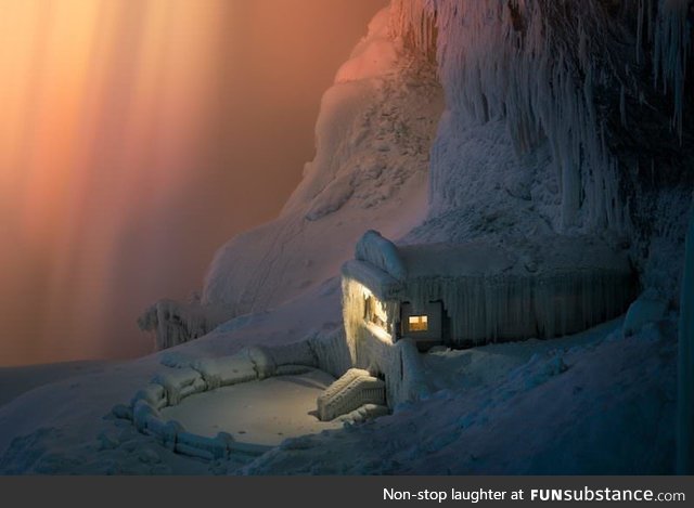 Niagara falls in a deep freeze looks like a different planet