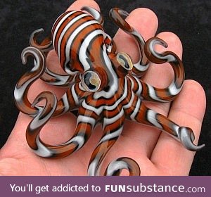 Orange cream swirl glass octopus