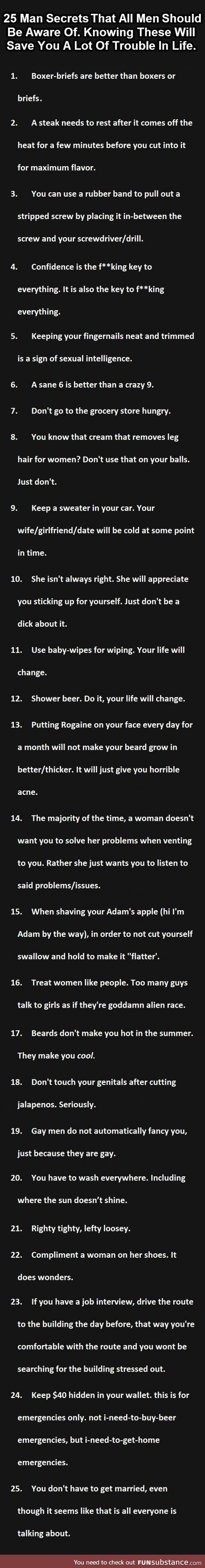 Secrets all men should know