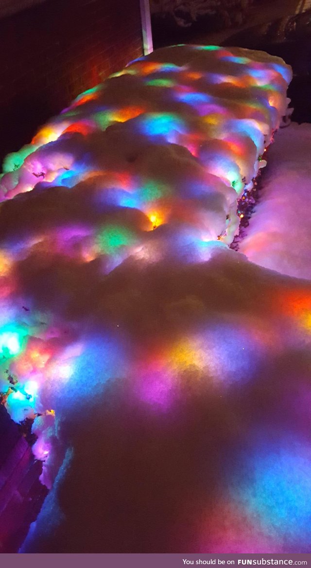 Christmas lights under the snow