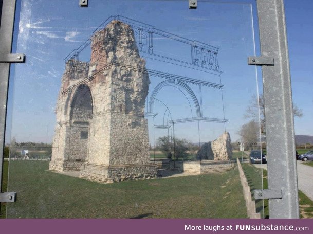 A very clever way to show what ancient ruins looked like back in the day