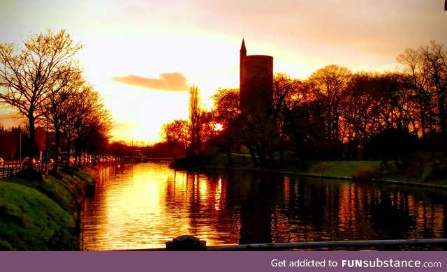 First post! Joining in, sunset in Bruges