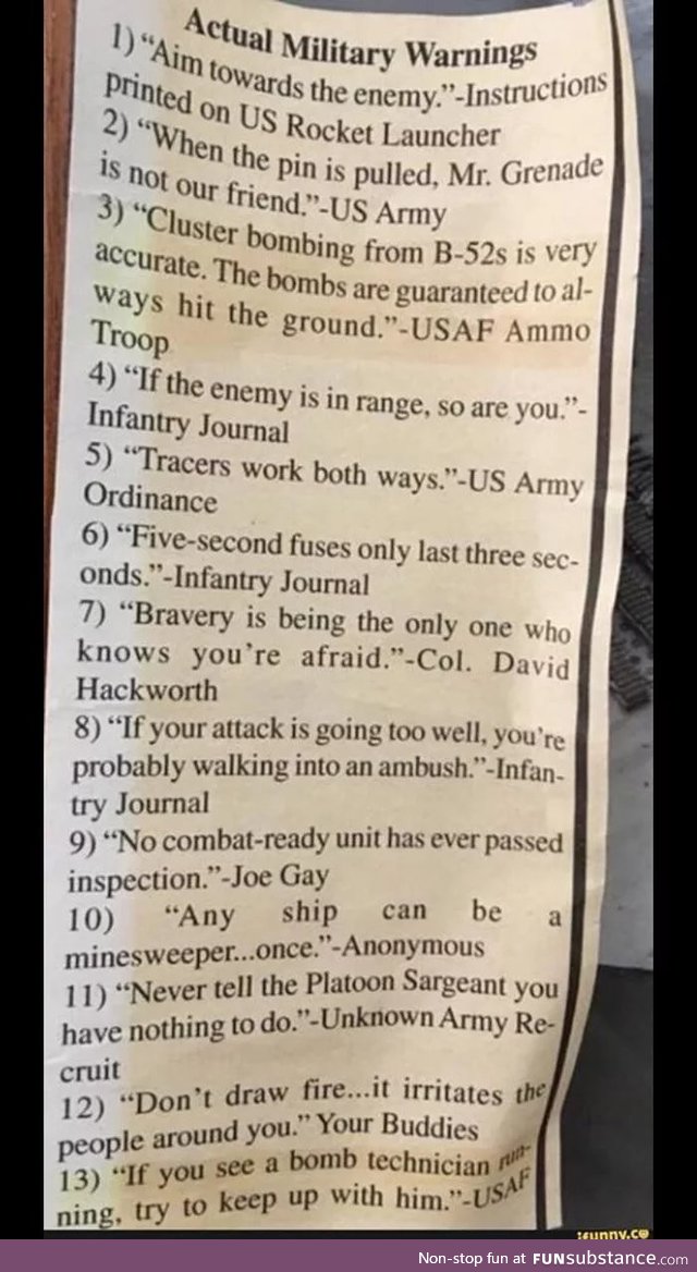 Military commands to live life by