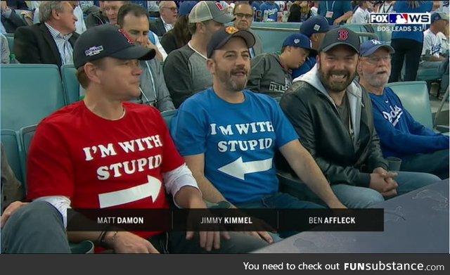 Matt Damon & Jimmy Kimmel twinning @ Game 5